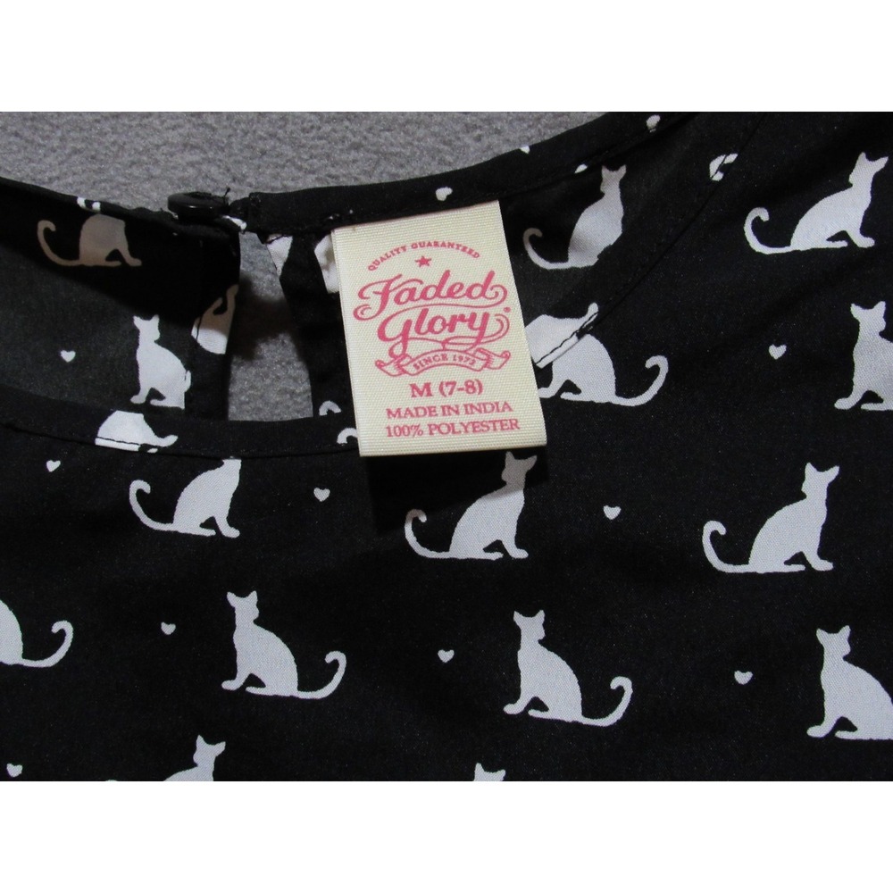 Girls‎ Faded Glory HALLOWEEN Black Dress Cats Size 7 8 Medium Whimsical Kitty
